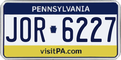 PA license plate JOR6227