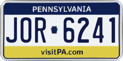 PA license plate JOR6241