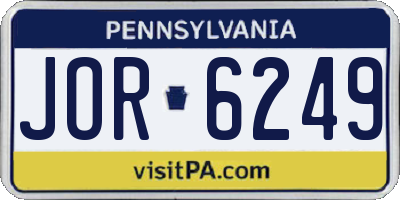 PA license plate JOR6249