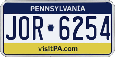 PA license plate JOR6254