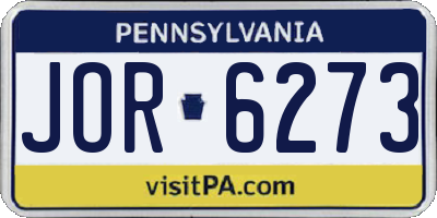 PA license plate JOR6273