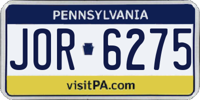 PA license plate JOR6275
