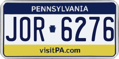 PA license plate JOR6276