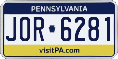 PA license plate JOR6281