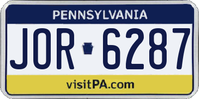 PA license plate JOR6287