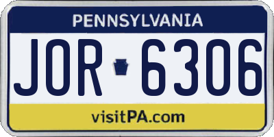 PA license plate JOR6306