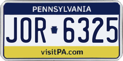 PA license plate JOR6325
