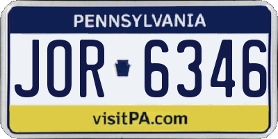 PA license plate JOR6346