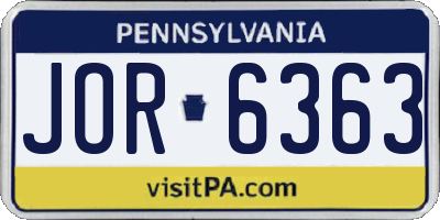 PA license plate JOR6363