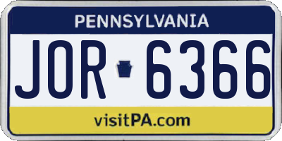 PA license plate JOR6366