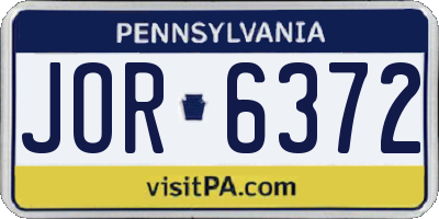 PA license plate JOR6372