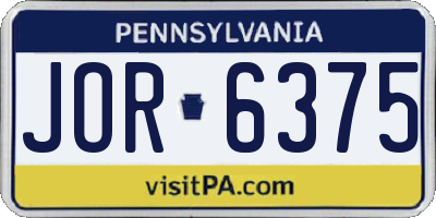 PA license plate JOR6375