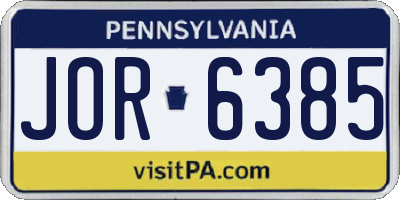 PA license plate JOR6385