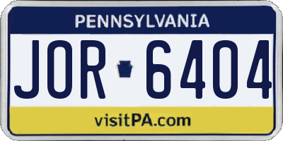PA license plate JOR6404