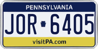 PA license plate JOR6405