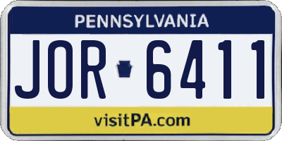 PA license plate JOR6411