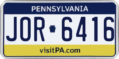 PA license plate JOR6416