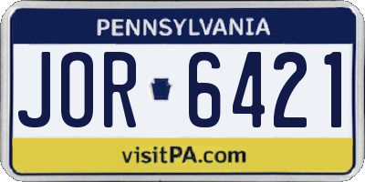 PA license plate JOR6421