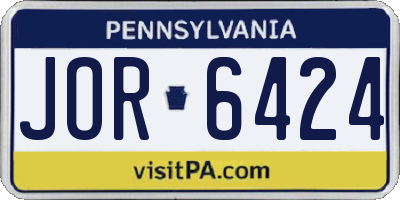 PA license plate JOR6424