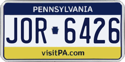 PA license plate JOR6426