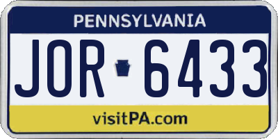 PA license plate JOR6433