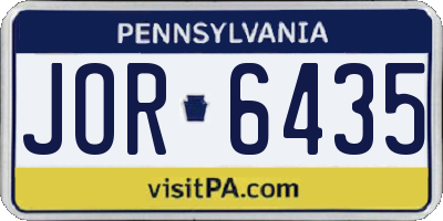 PA license plate JOR6435