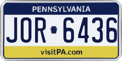 PA license plate JOR6436
