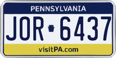 PA license plate JOR6437