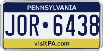 PA license plate JOR6438