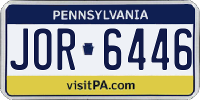PA license plate JOR6446