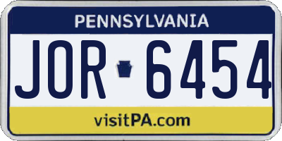 PA license plate JOR6454
