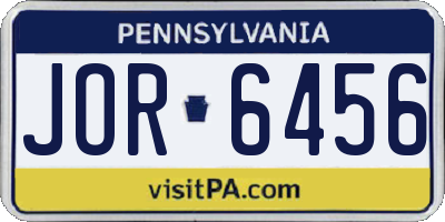 PA license plate JOR6456