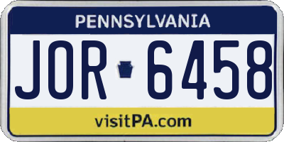 PA license plate JOR6458