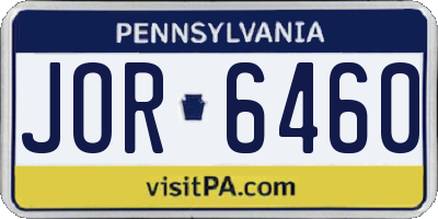 PA license plate JOR6460