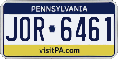 PA license plate JOR6461