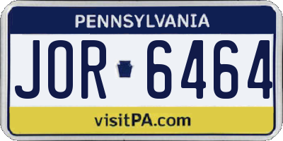 PA license plate JOR6464