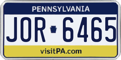 PA license plate JOR6465