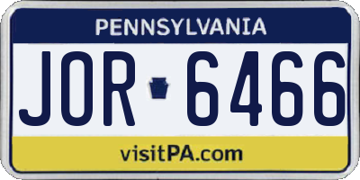 PA license plate JOR6466