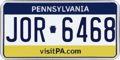 PA license plate JOR6468