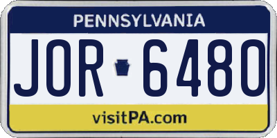 PA license plate JOR6480