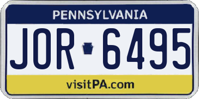 PA license plate JOR6495