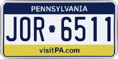 PA license plate JOR6511