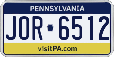 PA license plate JOR6512