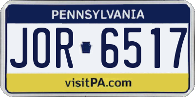 PA license plate JOR6517