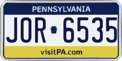 PA license plate JOR6535