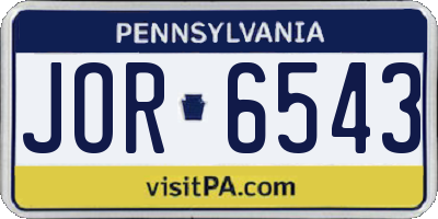 PA license plate JOR6543