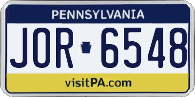 PA license plate JOR6548
