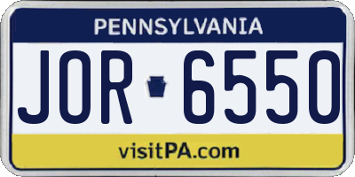 PA license plate JOR6550