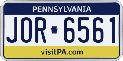 PA license plate JOR6561