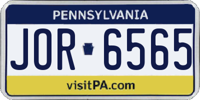 PA license plate JOR6565
